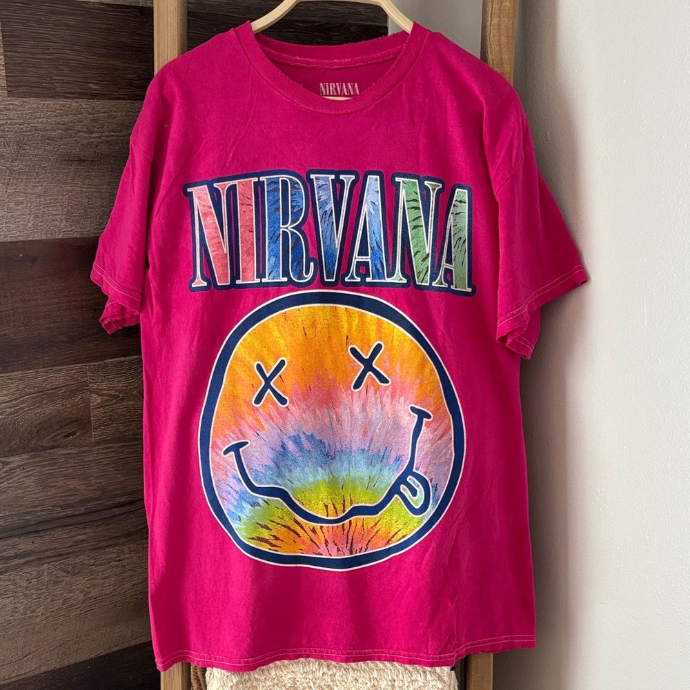 NIRVANA Tie Dye Smiley Face Tee